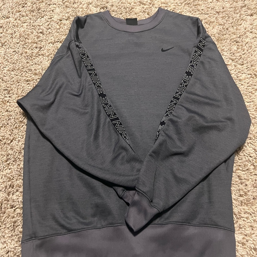 Nike Charcoal Crewneck with Logo Sleeves